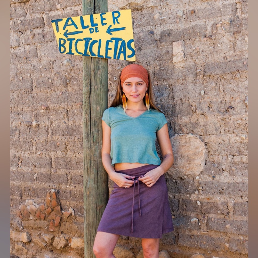 Bohemian Folk Clothing Wrap Skirt in Plum